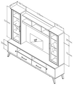 Σύνθετο σαλονιού Bruno χρώμα viscount - toro 200x39x170εκ