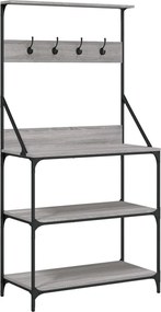 vidaXL Ραφιέρα Κουζίνας με Γάντζους και 4 Ράφια Γκρι Sonoma