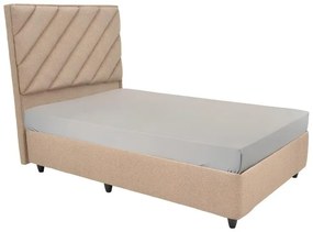 Κρεβάτι μονό Tito με αποθηκευτικό χώρο μπουκλέ ύφασμα σε ανοιχτή καφέ απόχρωση 120x200εκ 121x131x211 εκ.