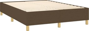 vidaXL Κρεβάτι Boxspring με Στρώμα Σκούρο Καφέ 140x200 εκ Υφασμάτινο