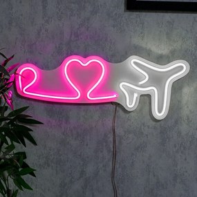 Διακοσμητικό Φωτιστικό Τοίχου Love Trip Plane 395NGR2564 56,5x20,5cm Led 36W Pink-White Wallity
