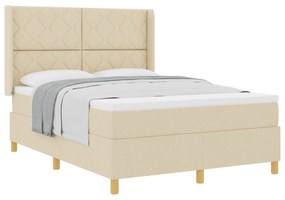 vidaXL Κρεβάτι Box Spring με Στρώμα  Κρεμ 140x200 εκ Υφάσματος