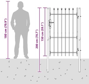 vidaXL Πύλη Φράχτη Γκρι 100 x 150 cm Χάλυβας με Επικάλυψη Πούδρας