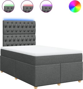 vidaXL Κρεβάτι Boxspring με Στρώμα Σκούρο Γκρι 120x200 εκ. Υφασμάτινο
