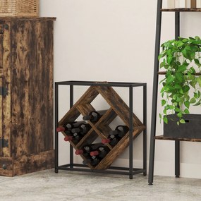 VidaXL Ραφιέρα Κρασιού Καπνιστή Δρυός 51x18x52,5 εκ. Κατασκευασμένο Ξύλο