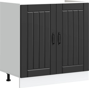 vidaXL Βάση νιπτήρα με αποθήκευση Lucca 2 pcs Μαύρο Επεξεργασμένο ξύλο