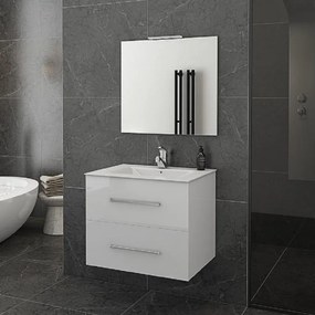 Drop Torino 60 White 1  MDF - Πάγκος με Νιπτήρα και Καθρέφτη