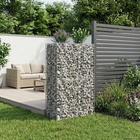 vidaXL Ανασηκωμένο κρεβάτι gabion Ασημί