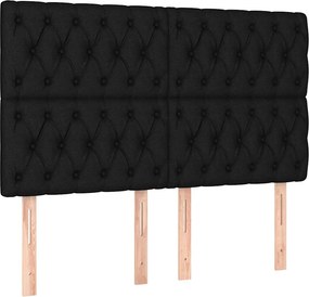 vidaXL Κρεβάτι Boxspring με Στρώμα Μαύρο 140x200 εκ. Υφασμάτινο