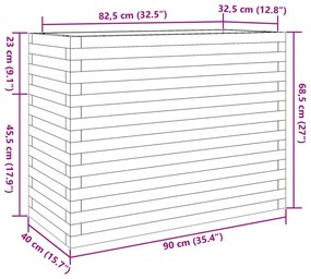 Ζαρντινιέρα Κήπου Λευκή 90x40x68,5 εκ. από Μασίφ Ξύλο Πεύκου - Λευκό