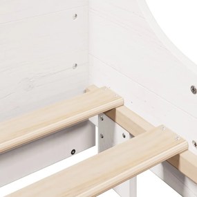 Κρεβάτι Βιβλιοθήκη Χωρίς Στρώμα Λευκό 135x190 εκ Μασίφ Πεύκο - Λευκό