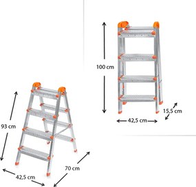 Σκάλα Double Step Perilla μεταλλική 4+4 σκαλοπάτια 93εκ.