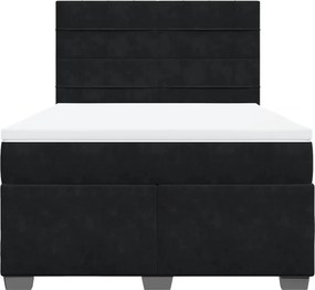 vidaXL Κρεβάτι Boxspring με Στρώμα Μαύρο 140x190 εκ. Βελούδινο