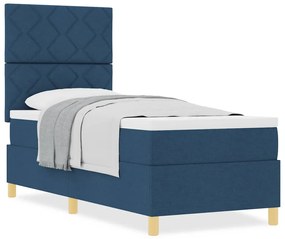 vidaXL Κρεβάτι με ελατήρια με στρώμα Μπλε 80 x 200 cm ύφασμα