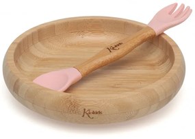 Παιδικό Σετ Φαγητού 2τμχ Kiokids Bamboo Ροζ 3486