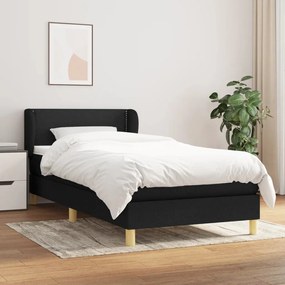 vidaXL Κρεβάτι Boxspring με Στρώμα Μαύρο 80 x 200 εκ. Υφασμάτινο