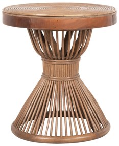 Τραπεζάκι σαλονιού Βοηθητικό CIRCE Φυσικό Rattan σε Καφέ Φ40x45,5Υεκ. 40x40x45.5 εκ.
