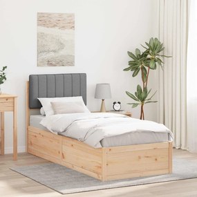 Σκελετός Κρεβατιού με Επενδεδυμένο Κεφαλάρι Ανοιχτό γκρι