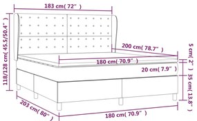 vidaXL Κρεβάτι Boxspring με Στρώμα Μαύρο 180x200 εκ. Υφασμάτινο