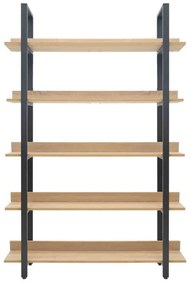 Βιβλιοθήκη Almond pakoworld σε oak-μαύρη απόχρωση 120x29x185εκ