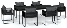 vidaXL Σετ Τραπεζαρίας Κήπου 7 Τεμαχίων Μαύρο