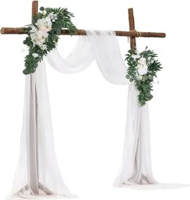 VEVOR Artificial Wedding Arch Flowers Kit White With 2 Pcs Flowers 2 Pcs Drapes