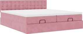 vidaXL Οθωμανικό κρεβάτι με στρώματα ροζ 200x200cm Velvet