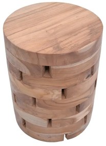 Σκαμπό Shard Inart φυσικό μασίφ ξύλο teak Φ35x45εκ (1 τεμάχια)