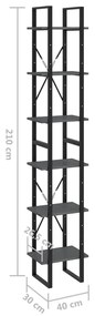 Ψηλό Ντουλάπι Γκρι 40 x 30 x 210 εκ. από Μασίφ Ξύλο Πεύκου - Γκρι