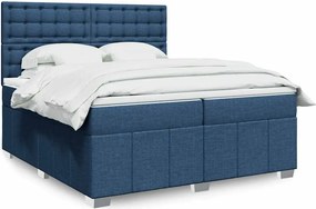 vidaXL Κρεβάτι Boxspring με Στρώμα Μπλε 200x200 εκ. Υφασμάτινο