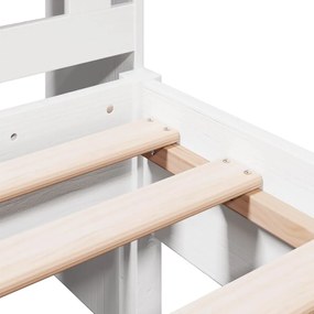 Κρεβάτι Βιβλιοθήκη Χωρίς Στρώμα 100x200 εκ. Μασίφ Ξύλο Πεύκο - Λευκό
