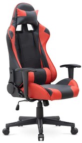 Καρέκλα γραφείου Gaming Alonso Megapap από τεχνόδερμα χρώμα κόκκινο - μαύρο 67x70x125/135 εκ.-GP040-0008,2