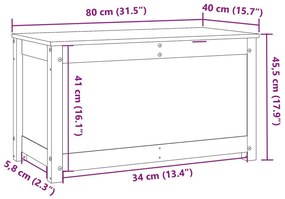 Κουτί Αποθήκευσης Λευκό 80x40x45,5 εκ από Μασίφ Ξύλο Πεύκου - Λευκό