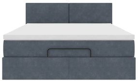 vidaXL Οθωμανικό κρεβάτι με στρώμα σκούρο γκρι 140x200cm Βελούδο