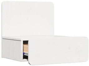 vidaXL Κομοδίνο με συρτάρι Λευκό 44 x 32.5 x 40 εκ. Μασίφ ξύλο πεύκου