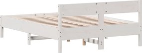 vidaXL Σκελετός Κρεβ. Χωρίς Στρώμα Λευκό 135x190 εκ Μασίφ Πεύκο