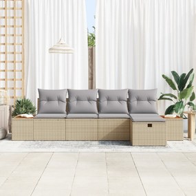 vidaXL Σετ 5 Τεμαχίων Καναπέ Κήπου με Μαξιλάρια Μπεζ Πολυακέτα