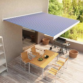 vidaXL Τέντα Κασετίνα Χειροκίνητη Μπλε / Λευκή 400 x 300 εκ.