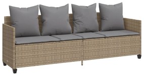 vidaXL Ξαπλώστρα Μπεζ από Συνθετικό Ρατάν με Μαξιλάρια