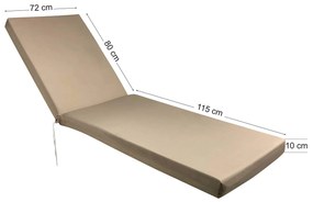 Tesias Στρώμα ξαπλώστρας lux 10cm μπεζ LUX (72cm πλάτος)-Tesias  TES-1711-lux