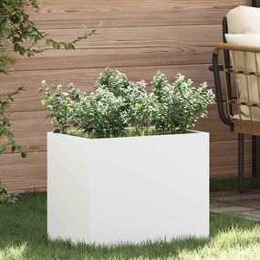 vidaXL Γλάστρα Κήπου Λευκό 50 x 32 x 40 εκ. Κρύα έλαση από χάλυβα