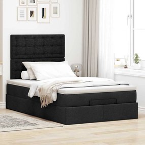 vidaXL Κρεβάτι Ottoman με Στρώμα και LED Μαύρο 120 x 190 cm Ύφασμα