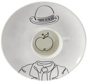 Κούπα Καφέ Favola Με Πιατάκι Λευκό (Σετ 2Τμχ) 19,2x19,2x5,5εκ. - Μαύρο