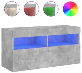 vidaXL Έπιπλο Τηλεόρασης με LED Γκρι Σκυροδέματος 80x30x40 εκ.