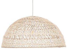 01728 GloboStar® COMORES 01728 Boho Κρεμαστό Φωτιστικό Πλέγμα Μονόφωτο 1 x E27 IP20 Μπεζ Ξύλο - Μ60 x Π60 x Y29cm
