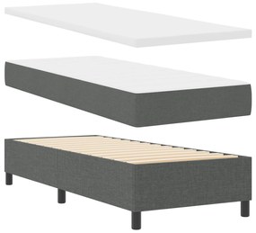 vidaXL Κρεβάτι Box Spring με Στρώμα Σκούρο Γκρι 90x190 εκ. Υφασμάτινο