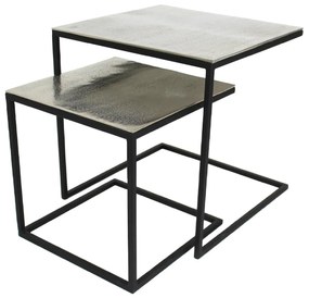 Τραπεζάκι ArteLibre Ασημί Αλουμίνιο 50x50x50cm Σετ 2Τμχ