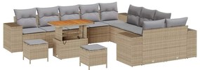 vidaXL Σετ Καναπέ Κήπου Ρυθμιζόμενο ύψος 13 pcs Μπεζ συνθετικό ρατάν