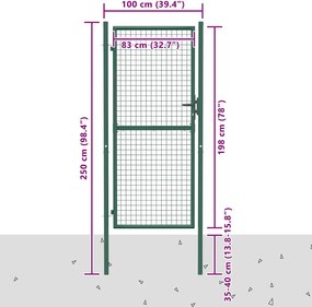 vidaXL Πόρτα Περίφραξης Πράσινη 100x200 εκ. από Ατσάλι