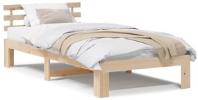 vidaXL Κρεβάτι Ξύλου Πεύκου Φυσικό Ξύλο 75 x 190 cm Κρεβάτι Ορθογώνιο